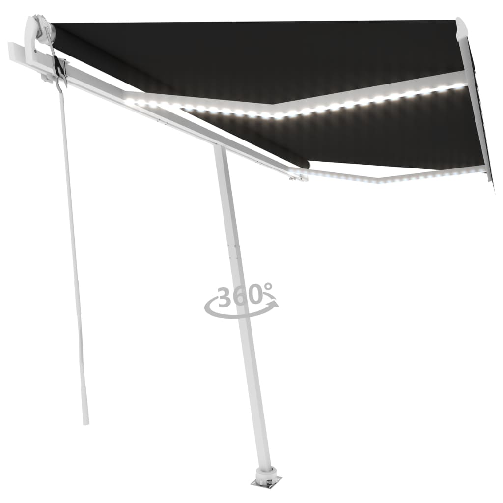 Vidaxl Luifel automatico con LED e sensore del vento 400x350 cm Antracite