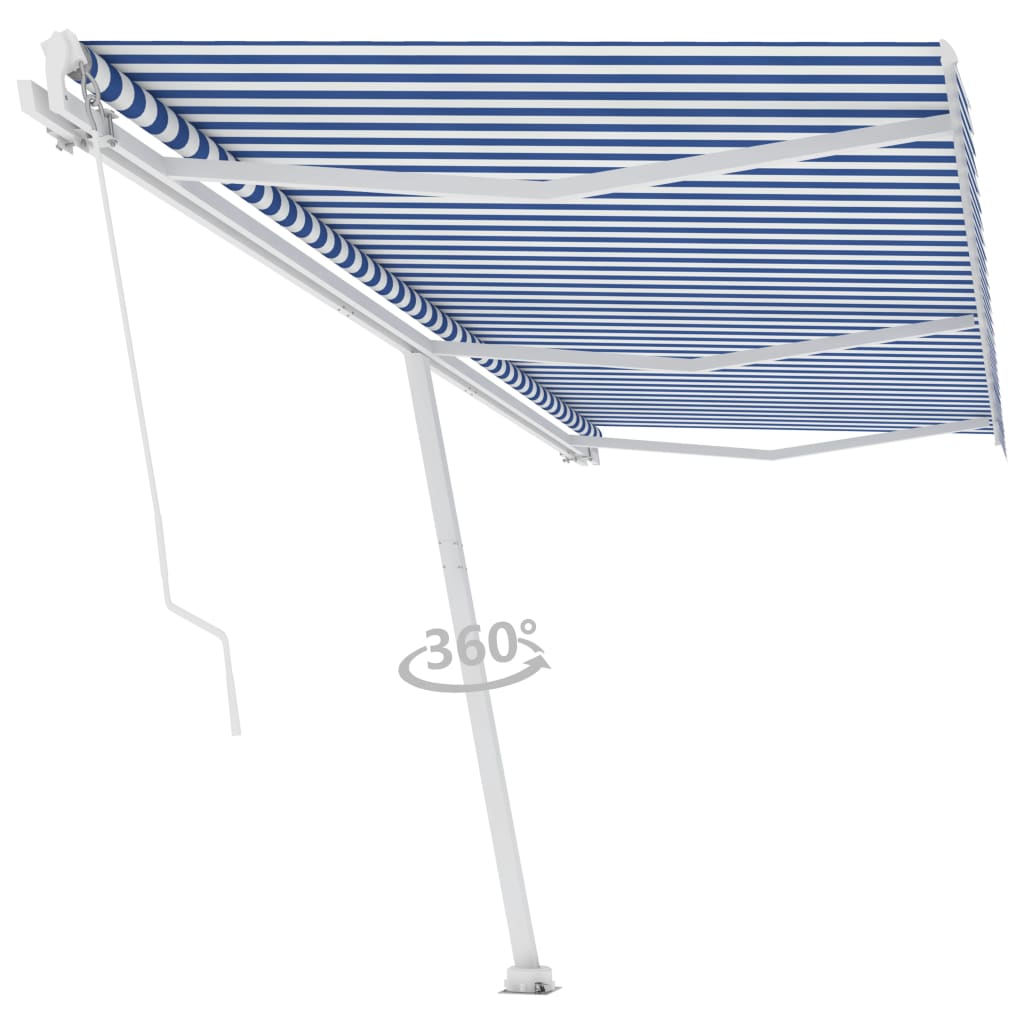 Vidaxl Luifel distaccato manualmente si estende 600x350 cm blu e bianco