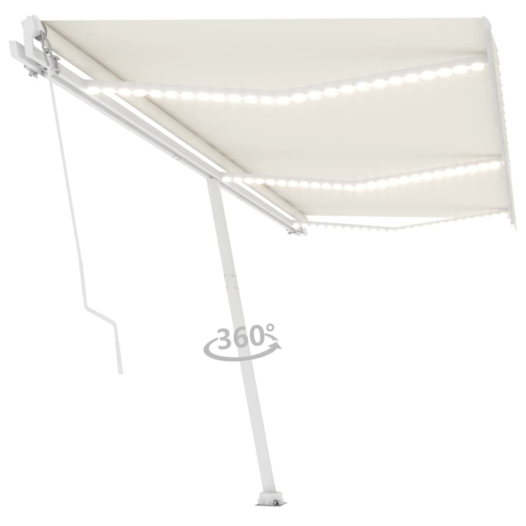 Vidaxl Luifel estendibile manualmente con crema LED 600x350 cm