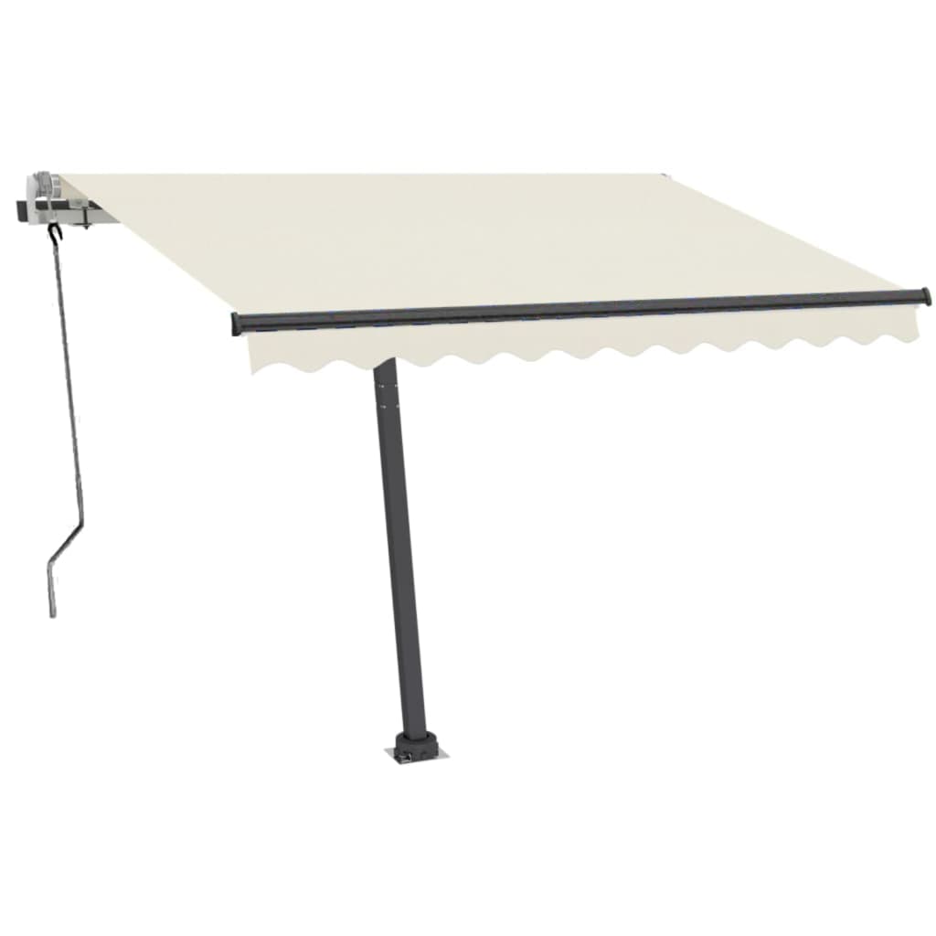 Vidaxl Luifel se puede extender manualmente con LED 350x250 CM Cream -Colored