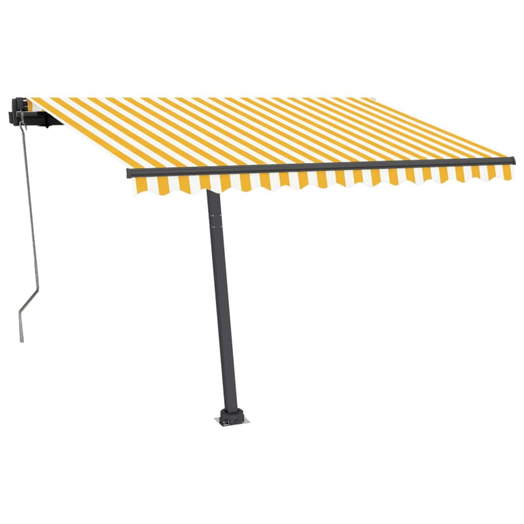 Vidaxl Luifel automático con sensor LED y viento de 350x250 cm amarillo y blanco
