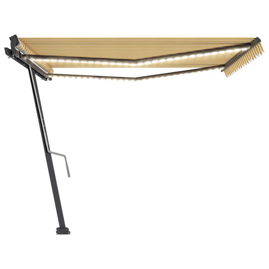 Vidaxl Luifel estendibile manualmente con LED 400x300 cm giallo e bianco