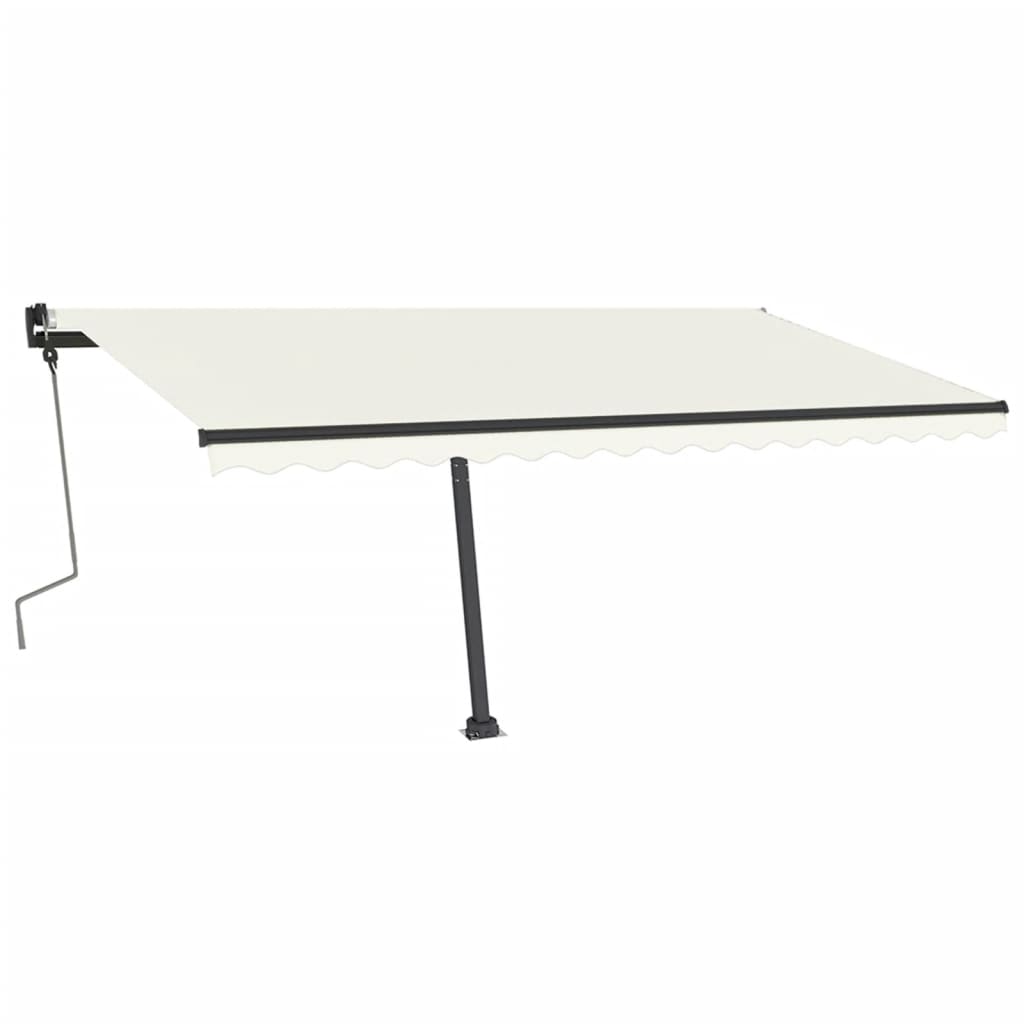Vidaxl Luifel se puede extender manualmente con LED 400x350 CM Cream -Colored