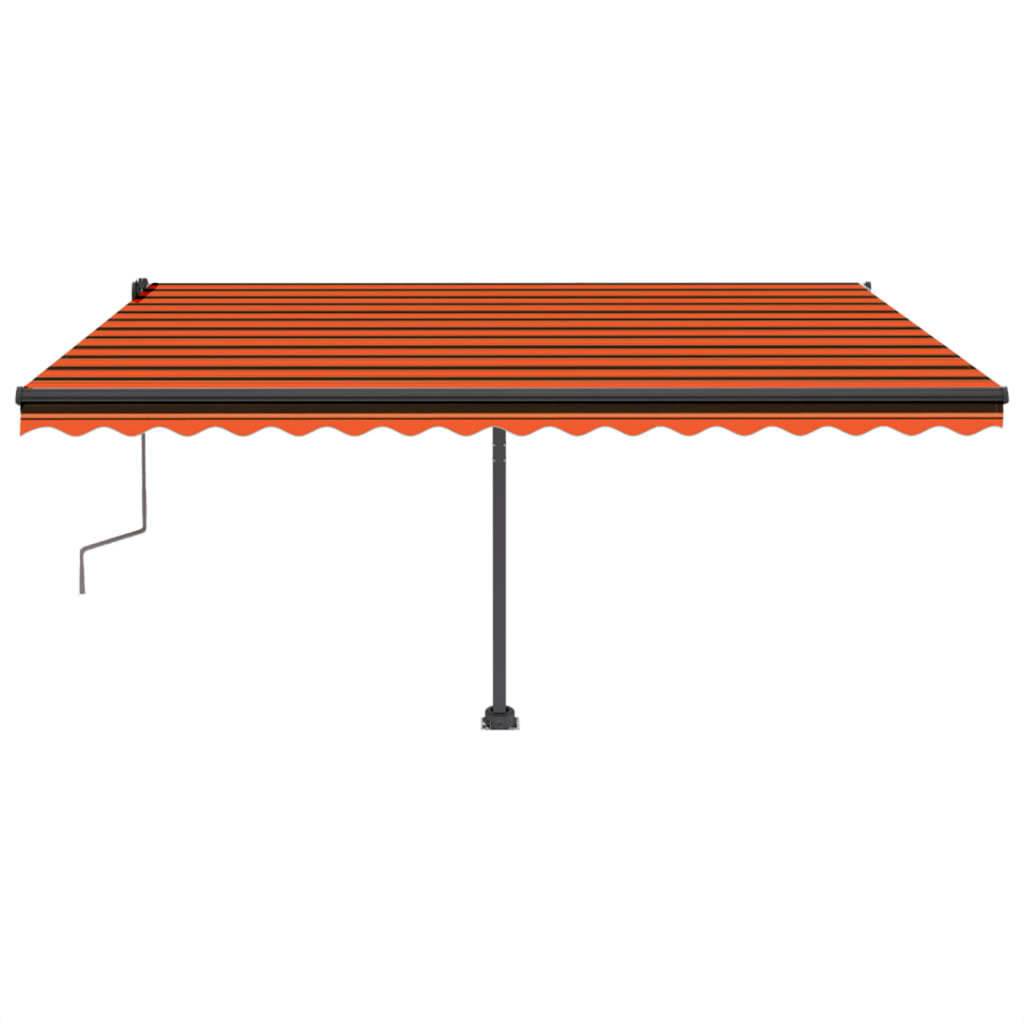 Vidaxl Luifel estendibile manualmente con arancione 400x350 cm a LED e marrone