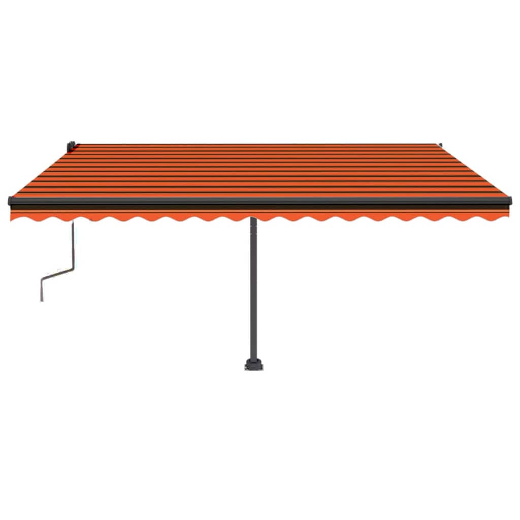 Vidaxl Luifel estendibile manualmente con arancione 450x350 cm LED e marrone