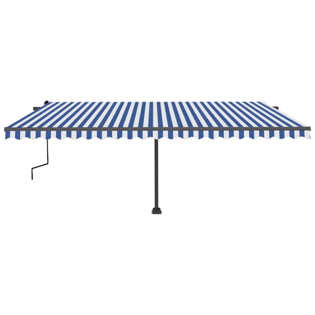 Vidaxl Luifel distaccato manualmente estende 500x350 cm blu e bianco