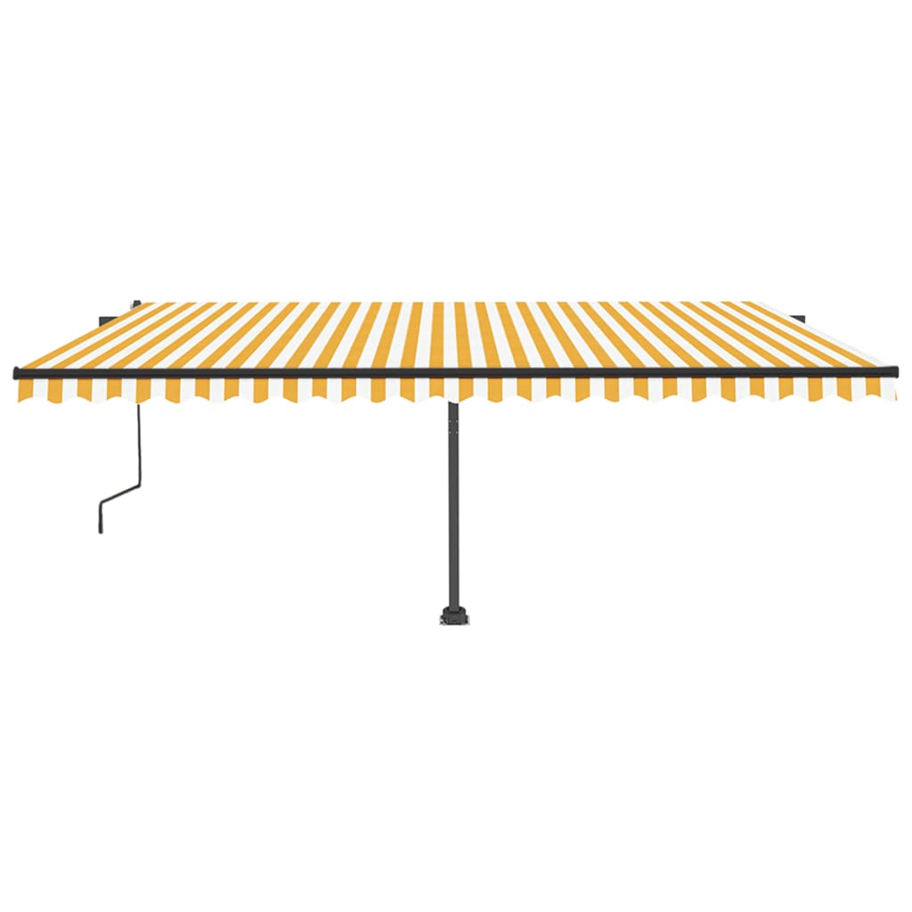 Vidaxl Luifel automático con sensor de LED y viento 500x350 cm blanco amarillo