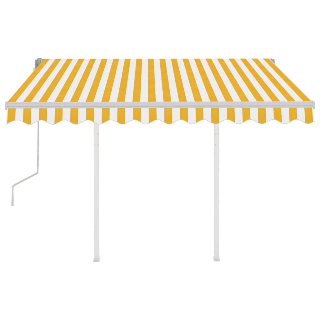 Vidaxl Luifel estendibile manualmente con pali 3x2,5 m giallo e bianco