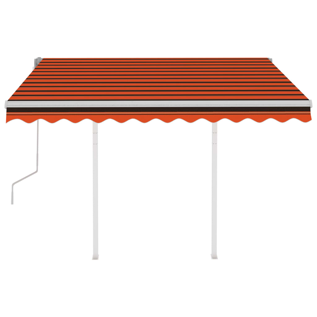 Vidaxl Luifel estendibile manualmente con pali 3x2,5 m arancione e marrone
