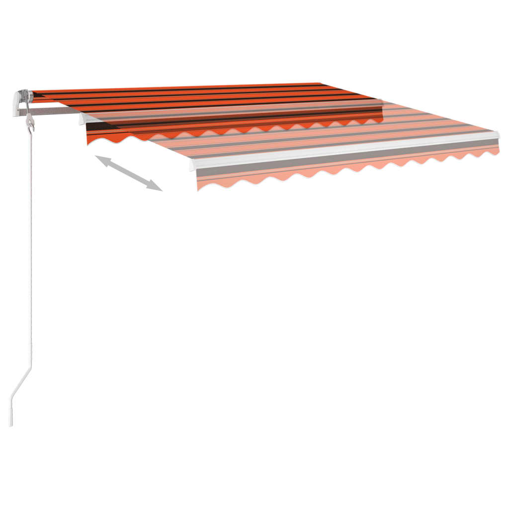 Vidaxl Luifel se puede extender manualmente con LED 3x2.5 m naranja y marrón