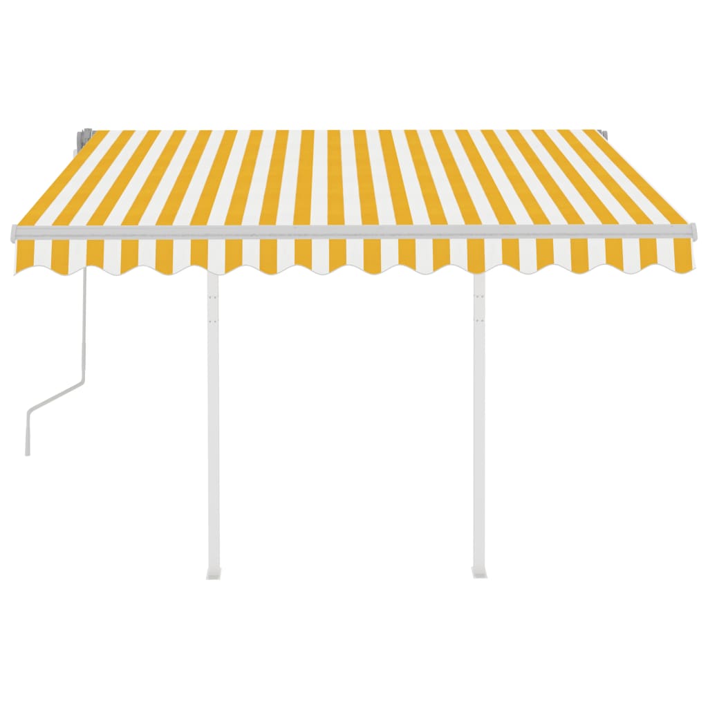 Vidaxl Luifel se puede extender manualmente con postes de 3.5x2.5 m amarillo y blanco