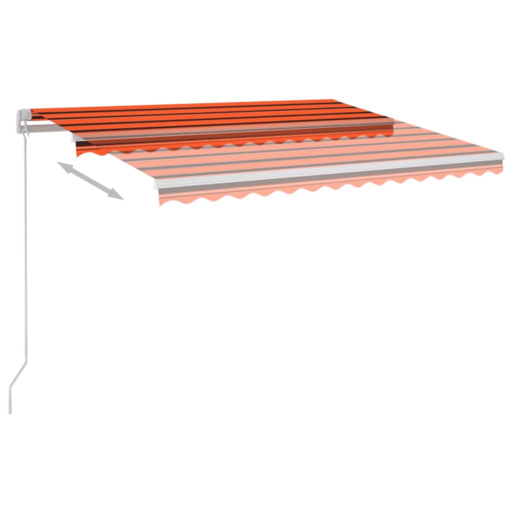 Vidaxl Luifel automático con sensor de LED y viento de 3.5x2.5 m de color naranja