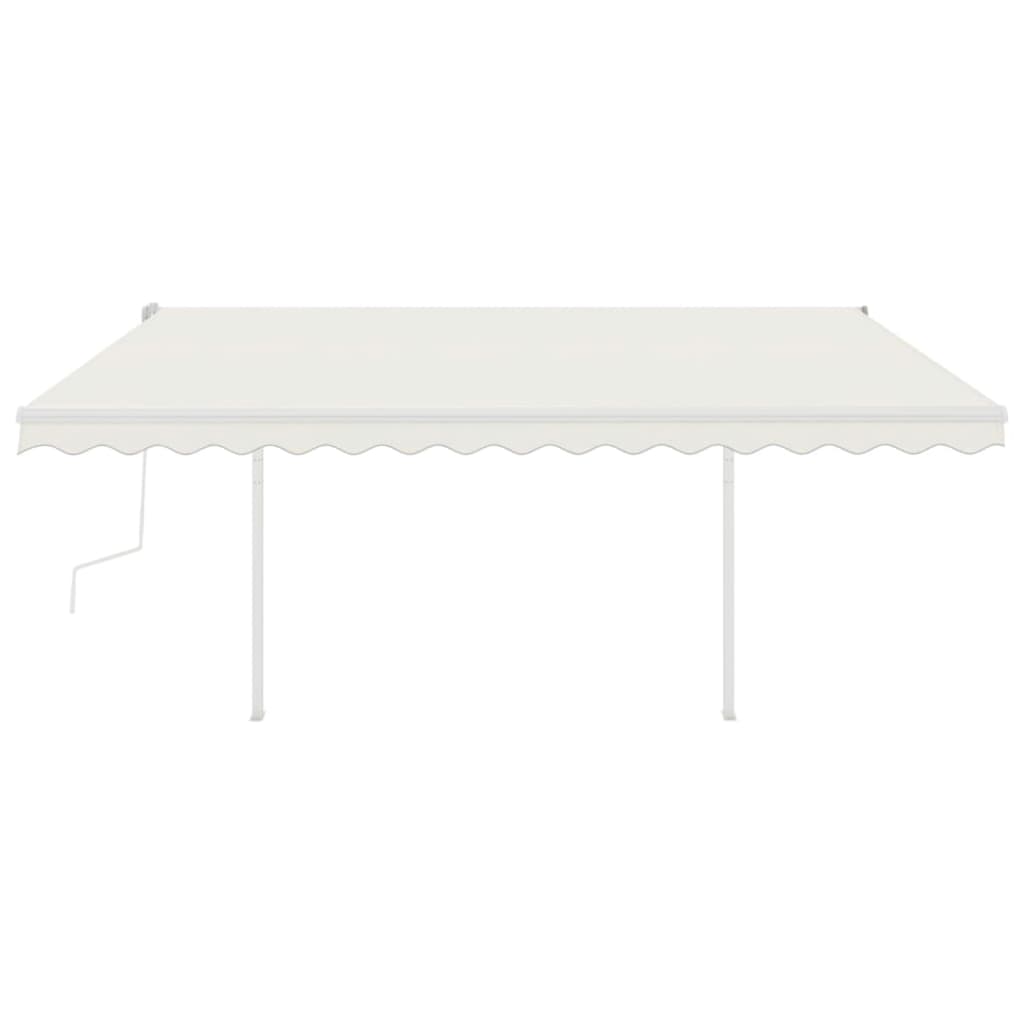 Vidaxl Luifel estendibile manualmente con pali 4,5x3 m Crema