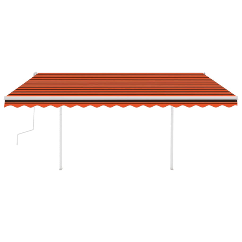 Vidaxl Luifel estendibile manualmente con pali a arancione e marrone 4.5x3 m