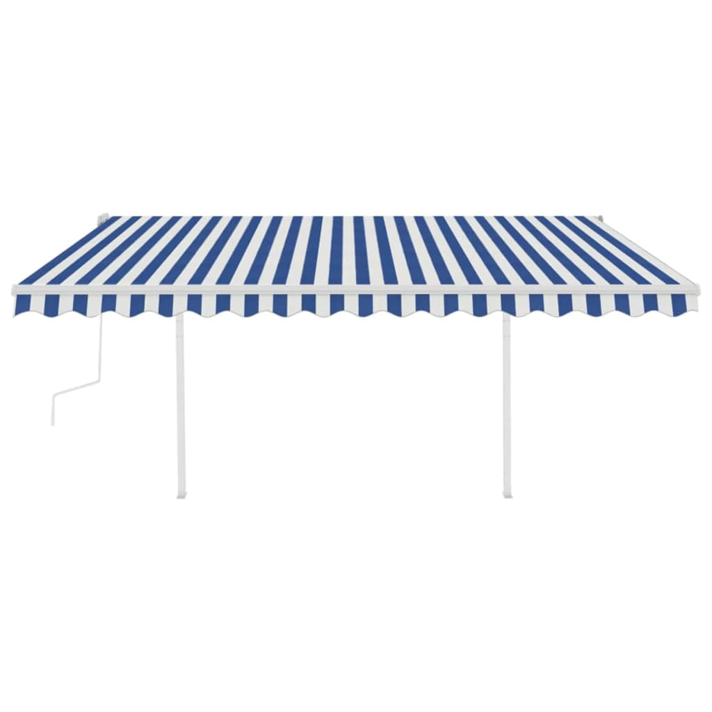 Vidaxl Luifel se puede extender manualmente con LED 4.5x3 m azul y blanco