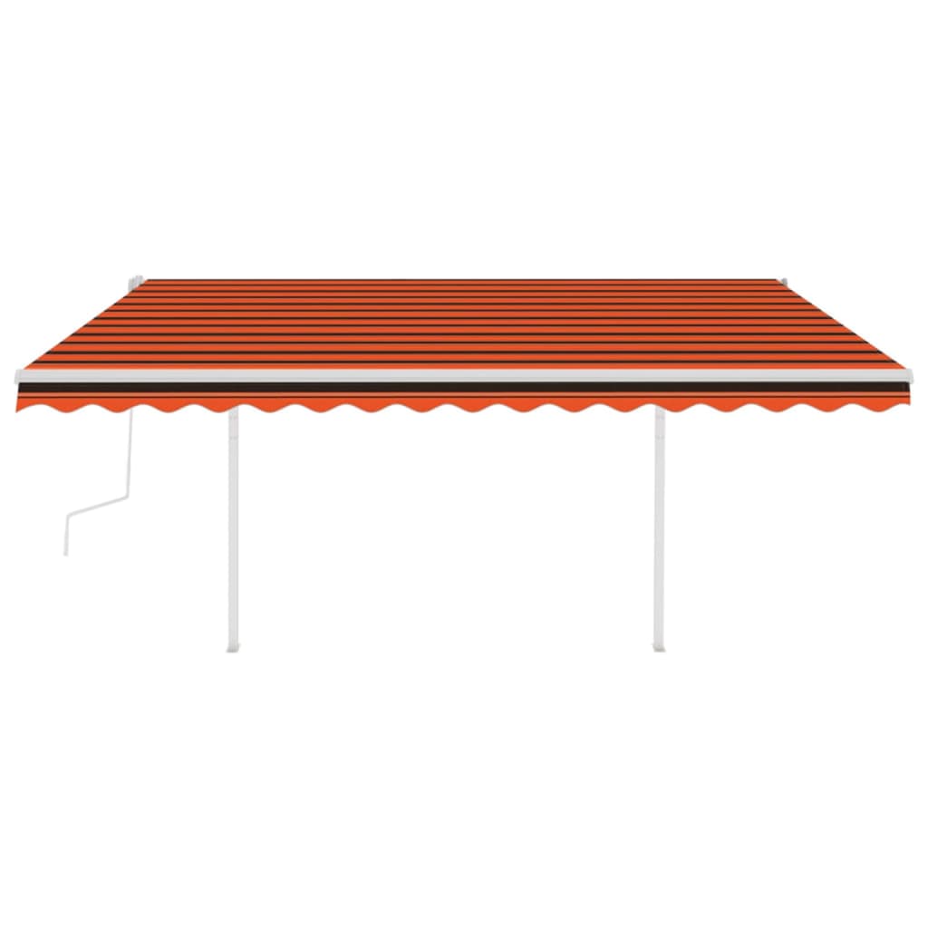 Vidaxl Luifel estendibile manualmente con arancione a LED 4,5x3 m e marrone