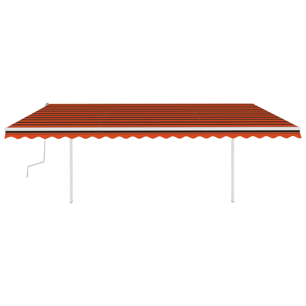 Vidaxl Luifel estendibile manualmente con arancione 5x3 m LED e marrone