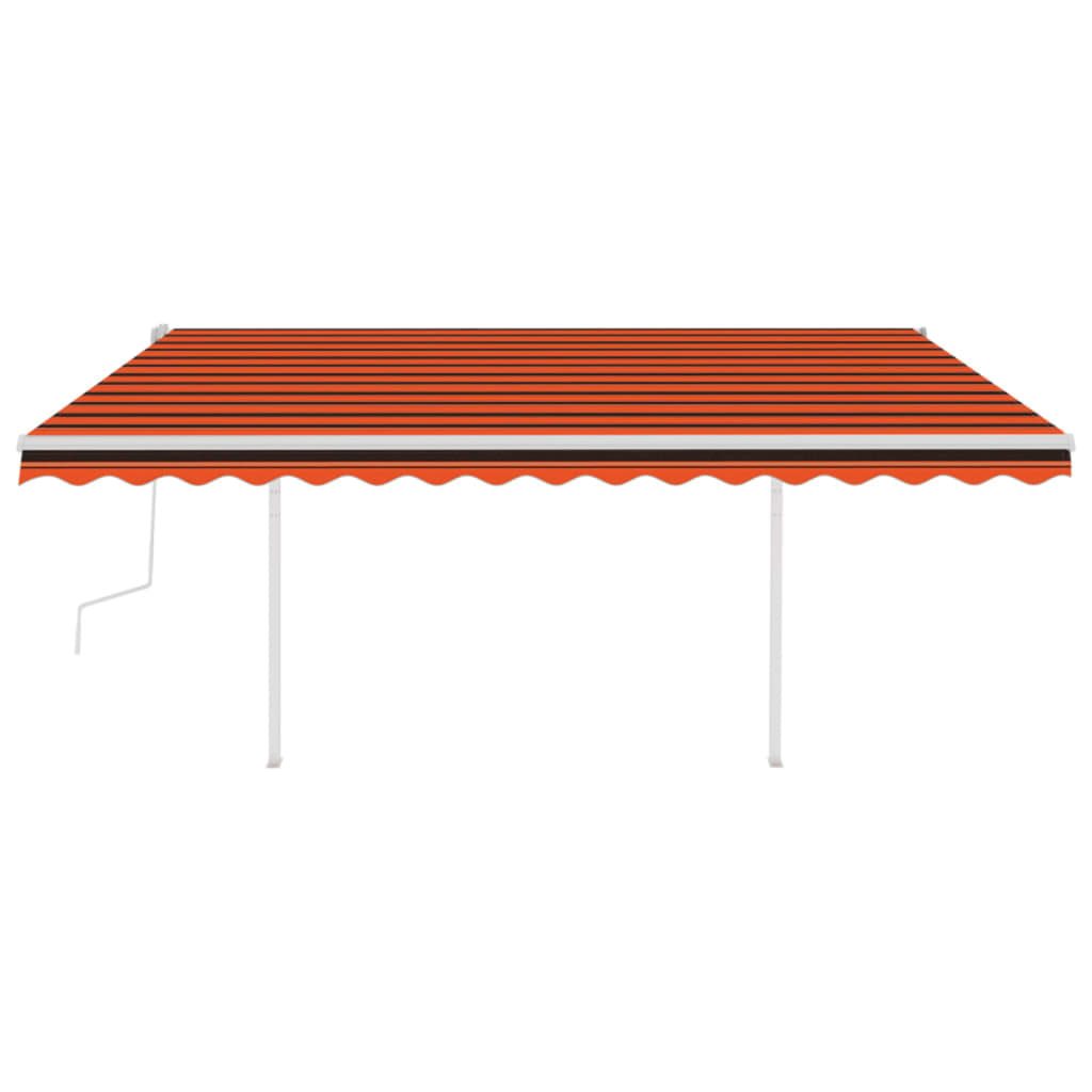 Vidaxl Luifel estendibile manualmente con pali 4x3,5 m arancione e marrone