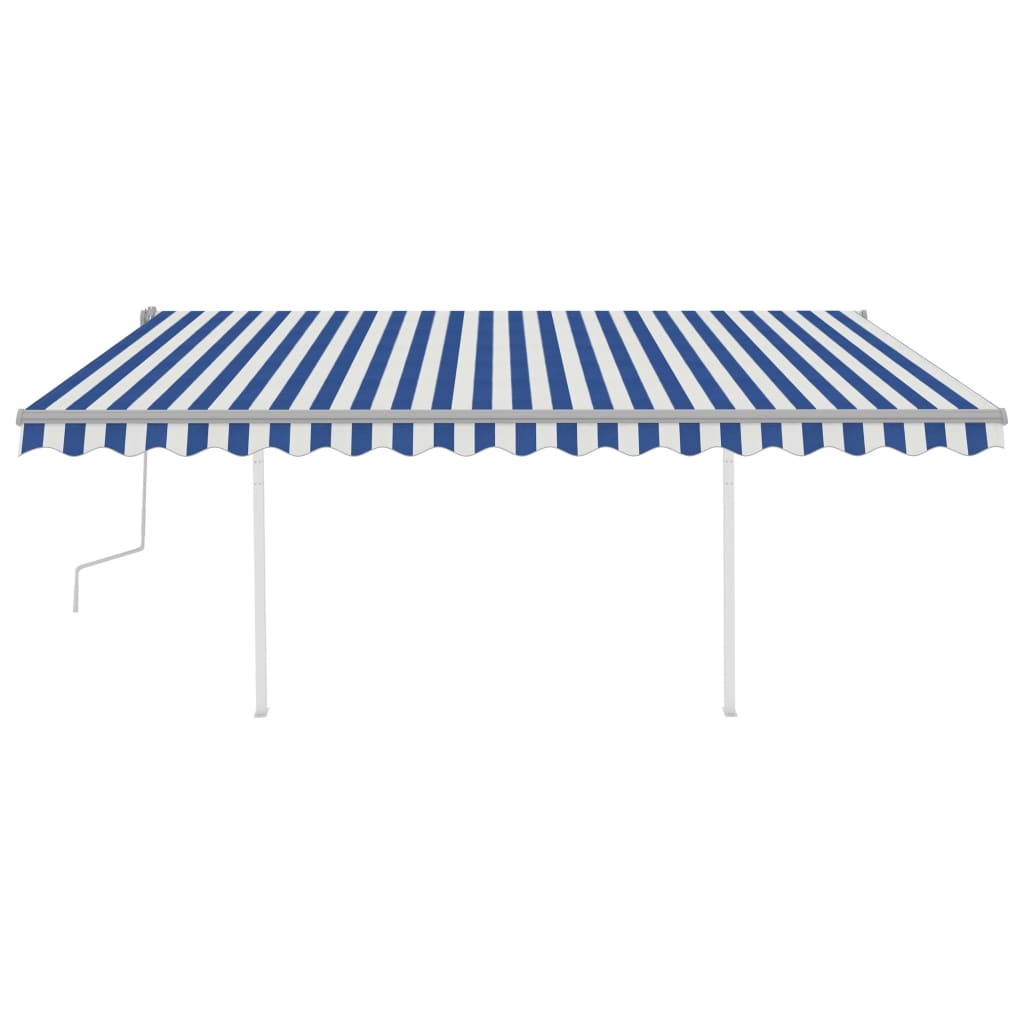 Vidaxl Luifel estendibile manualmente con LED 4x3,5 m blu e bianco