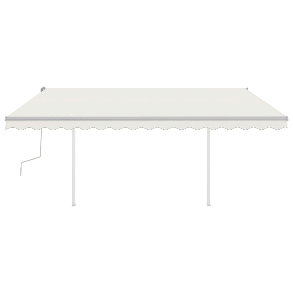 Vidaxl Luifel estendibile manualmente con pali 4,5x3,5 m crema