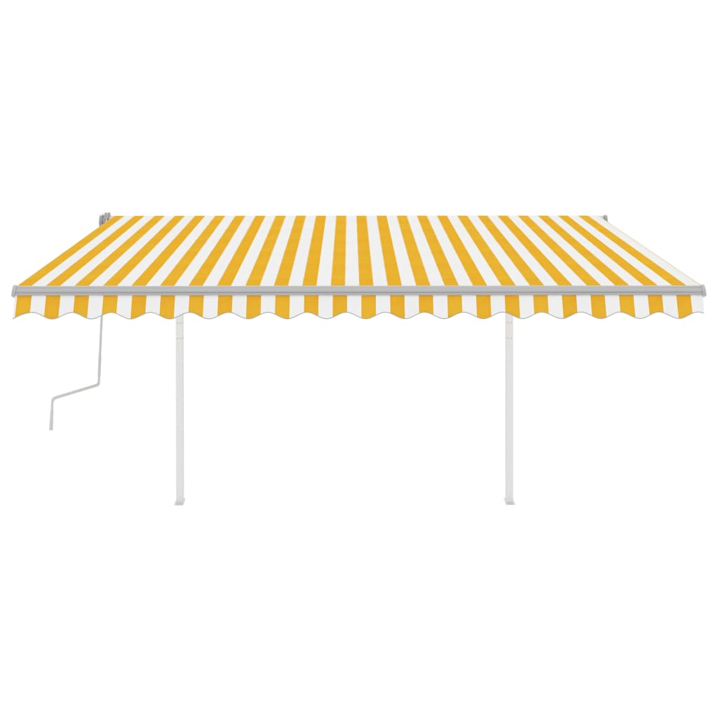 Vidaxl Luifel estendibile manualmente con LED 4,5x3,5 m giallo e bianco