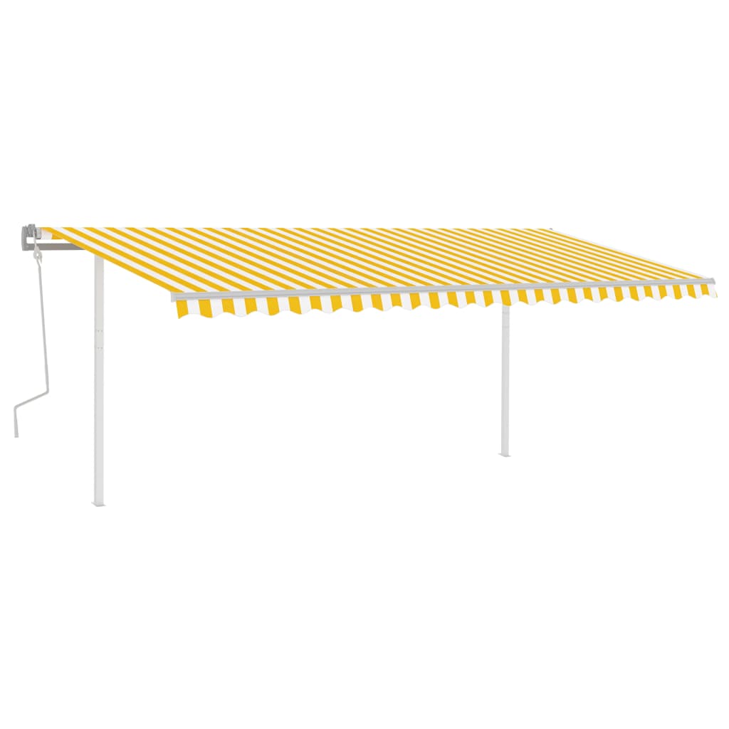 Vidaxl Luifel se puede extender manualmente con LED 5x3.5 m amarillo y blanco