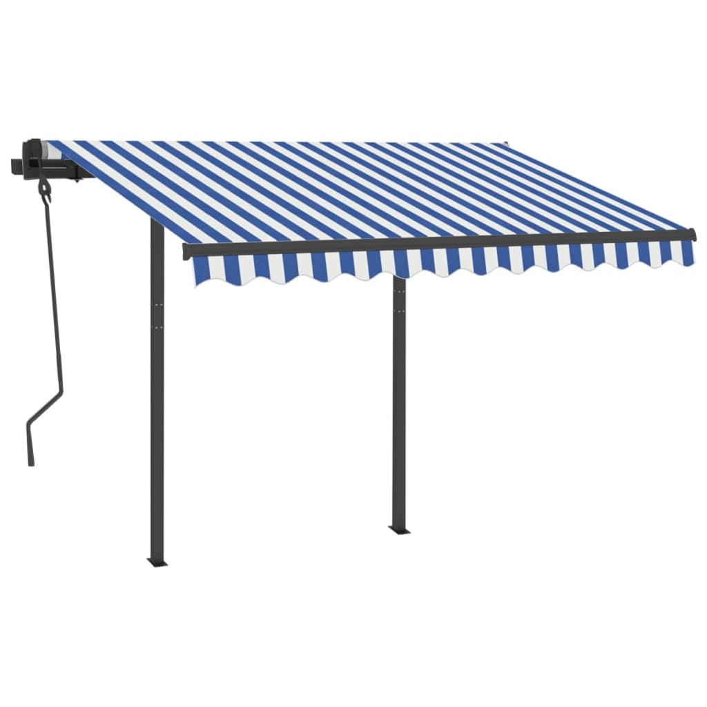 Vidaxl Luifel se puede extender automáticamente con publicaciones de 3x2.5 m azul y blanco