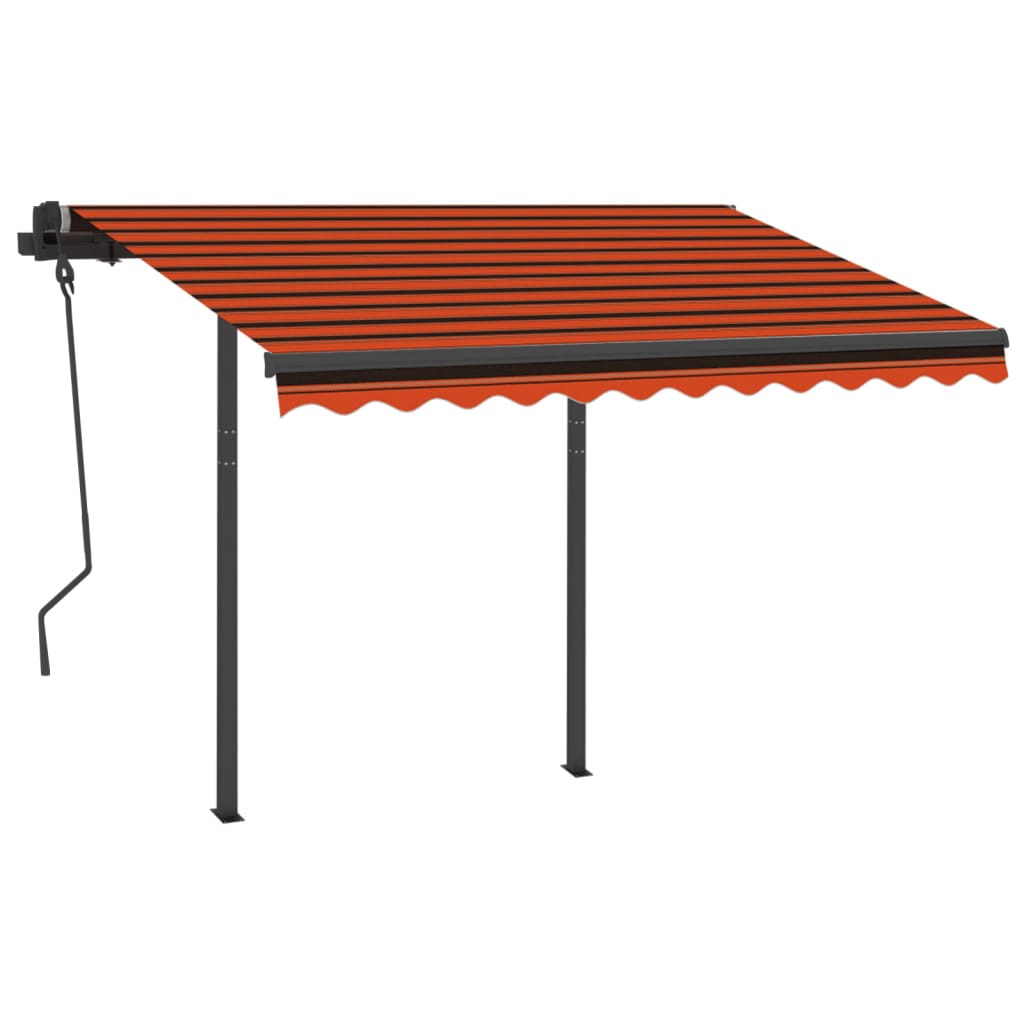 Vidaxl Luifel estendibile automaticamente con post 3x2,5 m arancione marrone