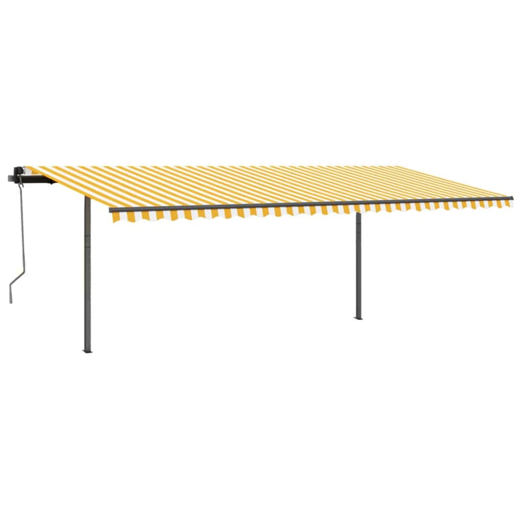 Vidaxl Luifel se puede extender manualmente con postes de 3.5x2.5 m amarillo y blanco