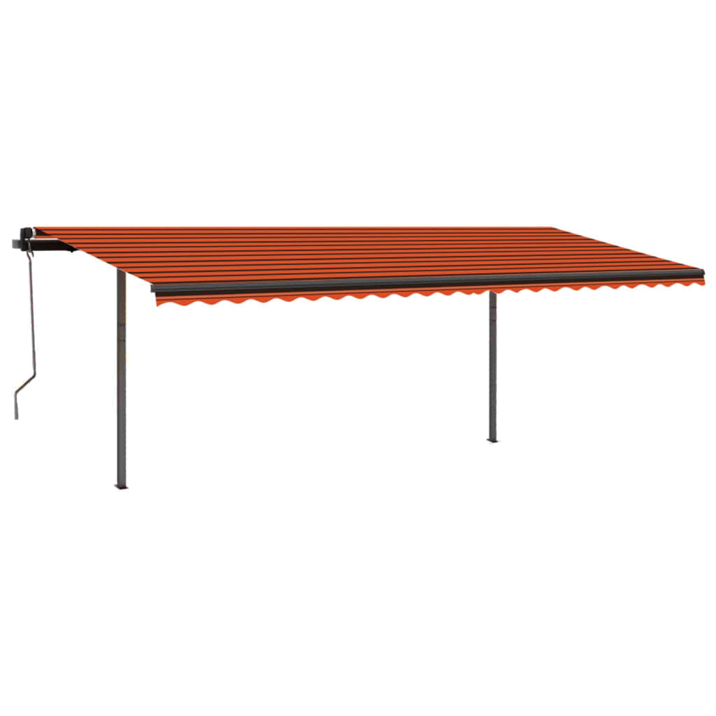 Vidaxl Luifel se puede extender manualmente con postes de 3.5x2.5 m naranja marrón