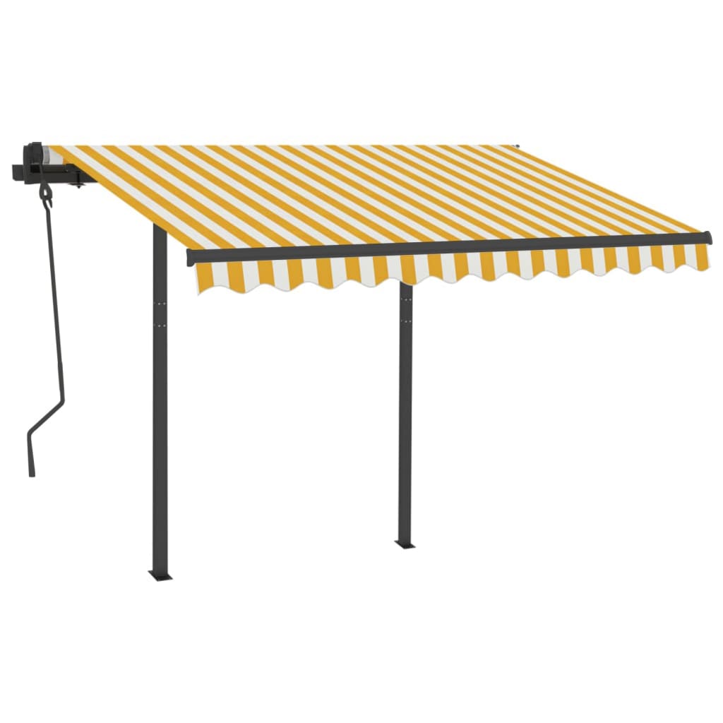 VidaXL Luifel handmatig uittrekbaar met LED 3,5x2,5 m geel en wit