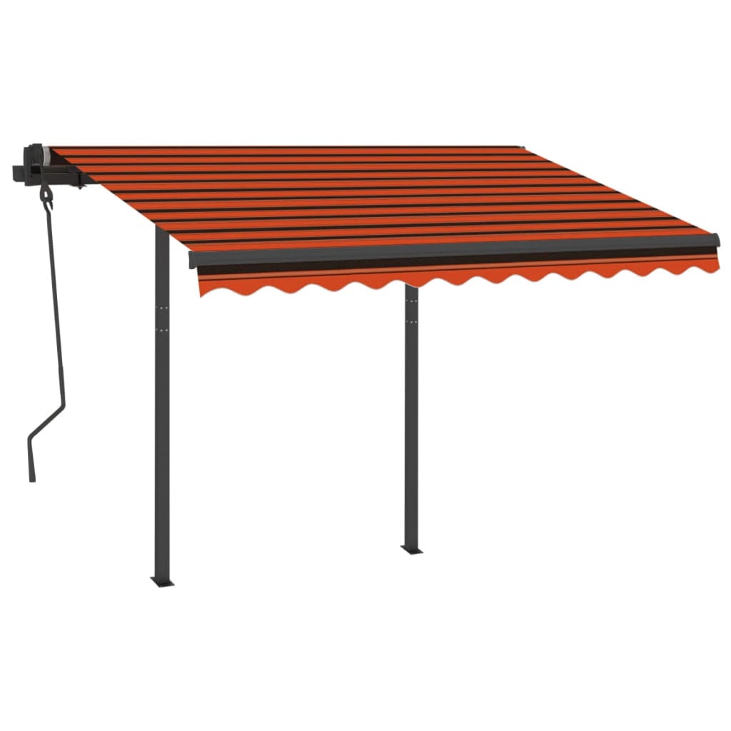 Vidaxl Luifel automatico con LED e sensore del vento 3,5x2,5 m marrone arancione