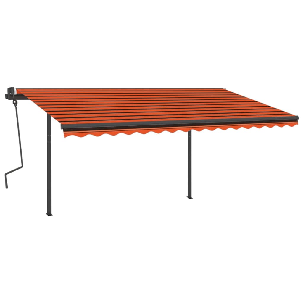 Vidaxl Luifel estendibile manualmente con pali 4x3 m arancione e marrone