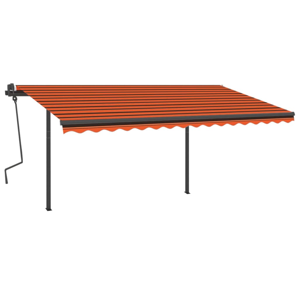 Vidaxl Luifel estendibile manualmente con arancione 4x3 m a LED e marrone
