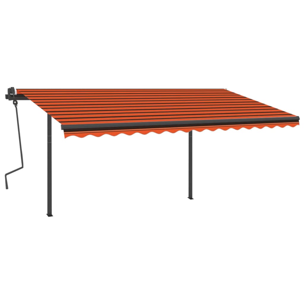 Vidaxl Luifel estendibile automaticamente con post 4,5x3 m arancione marrone