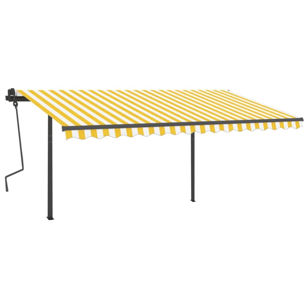 VidaXL Luifel automatisch met LED en windsensor 4,5x3 m geel en wit