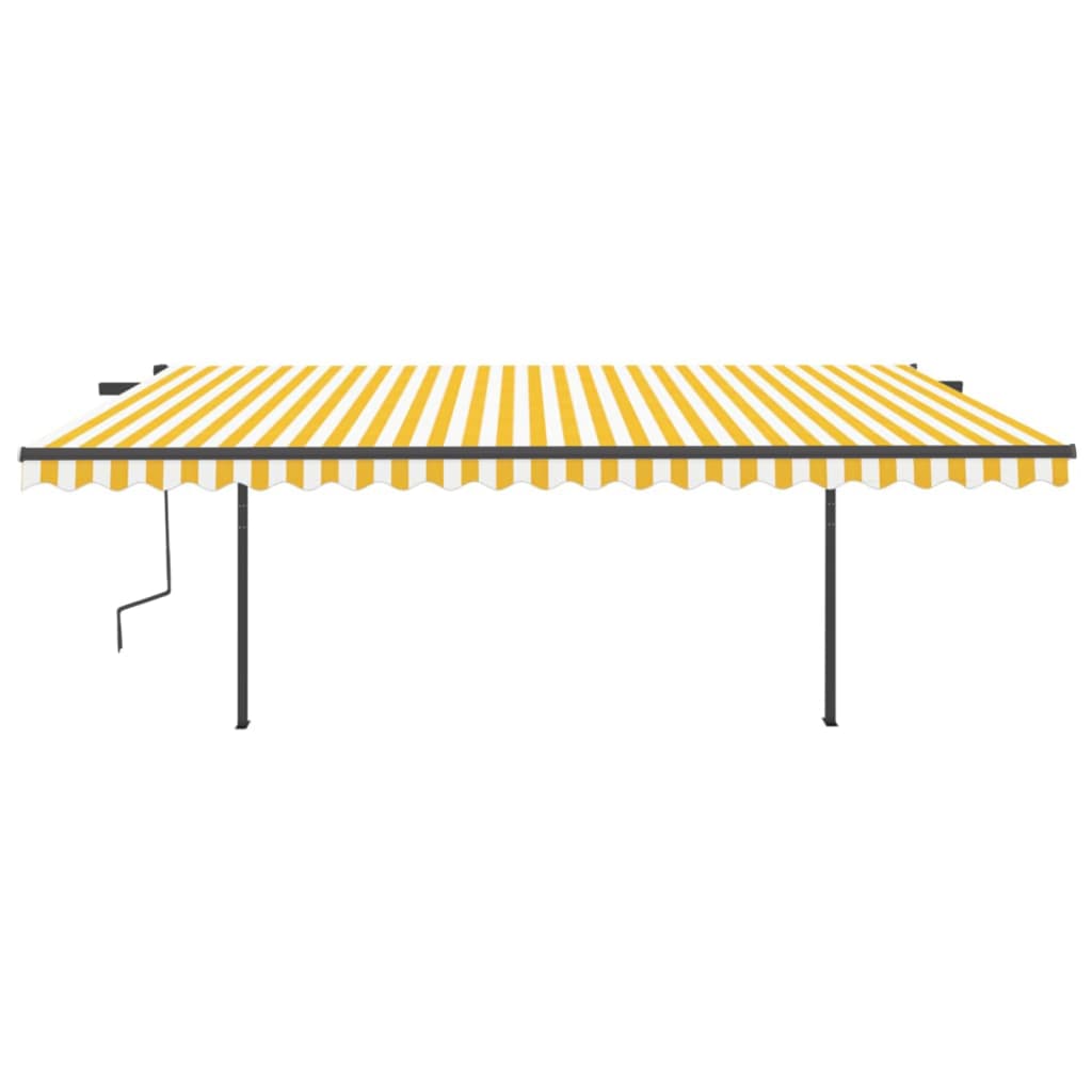 Vidaxl Luifel estendibile manualmente con LED 5x3 m giallo e bianco