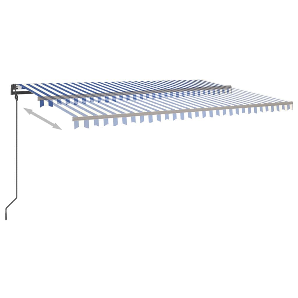 Vidaxl Luifel automático con sensor LED y viento 5x3 m azul y blanco