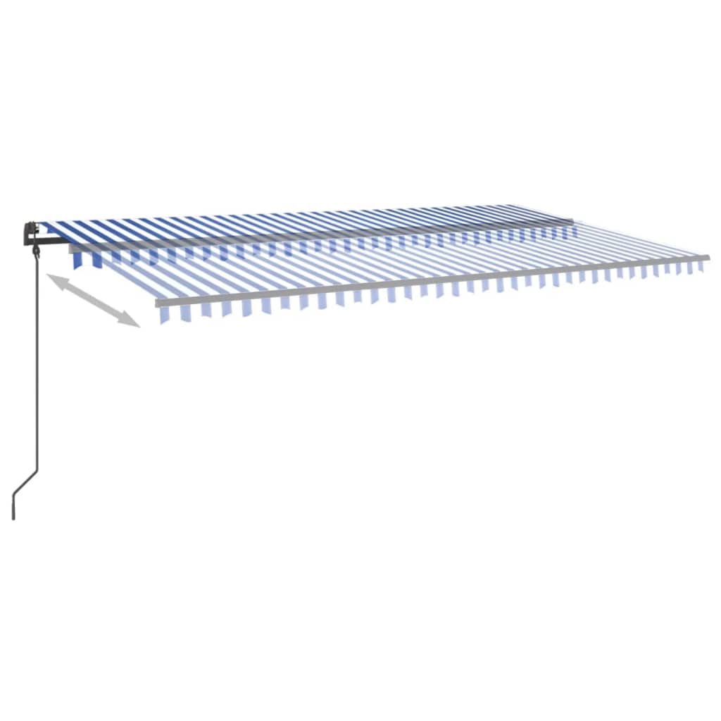 Vidaxl Luifel se puede extender manualmente con postes 6x3 m azul y blanco