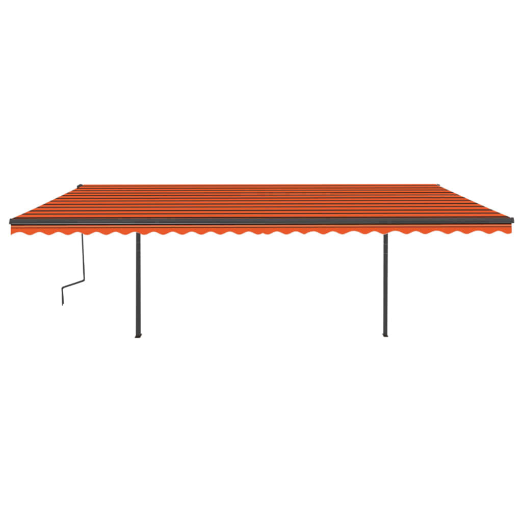 Vidaxl Luifel se puede extender manualmente con LED 6x3 m naranja y marrón