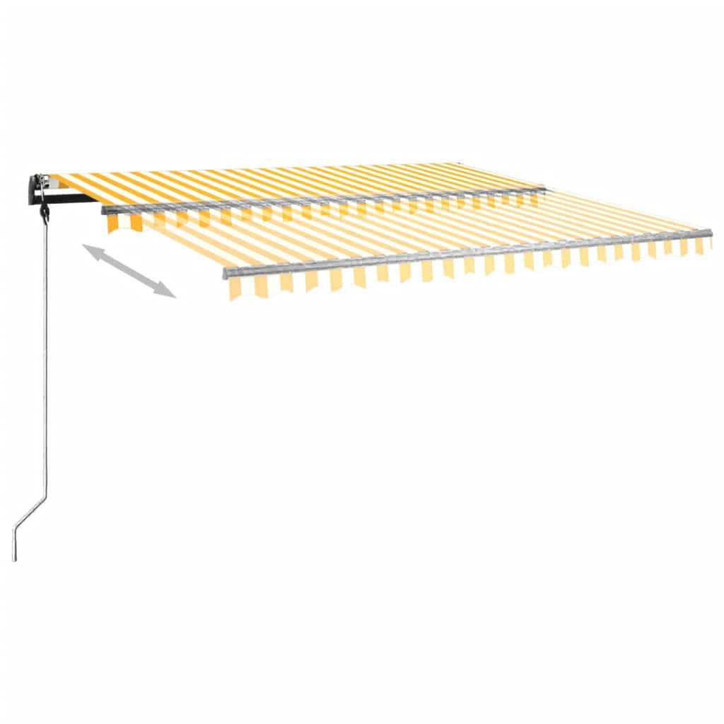 Vidaxl Luifel estendibile manualmente con pali 4x3,5 m giallo e bianco