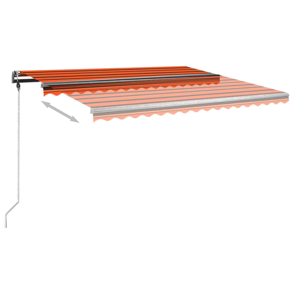 Vidaxl Luifel estendibile manualmente con pali 4x3,5 m arancione e marrone