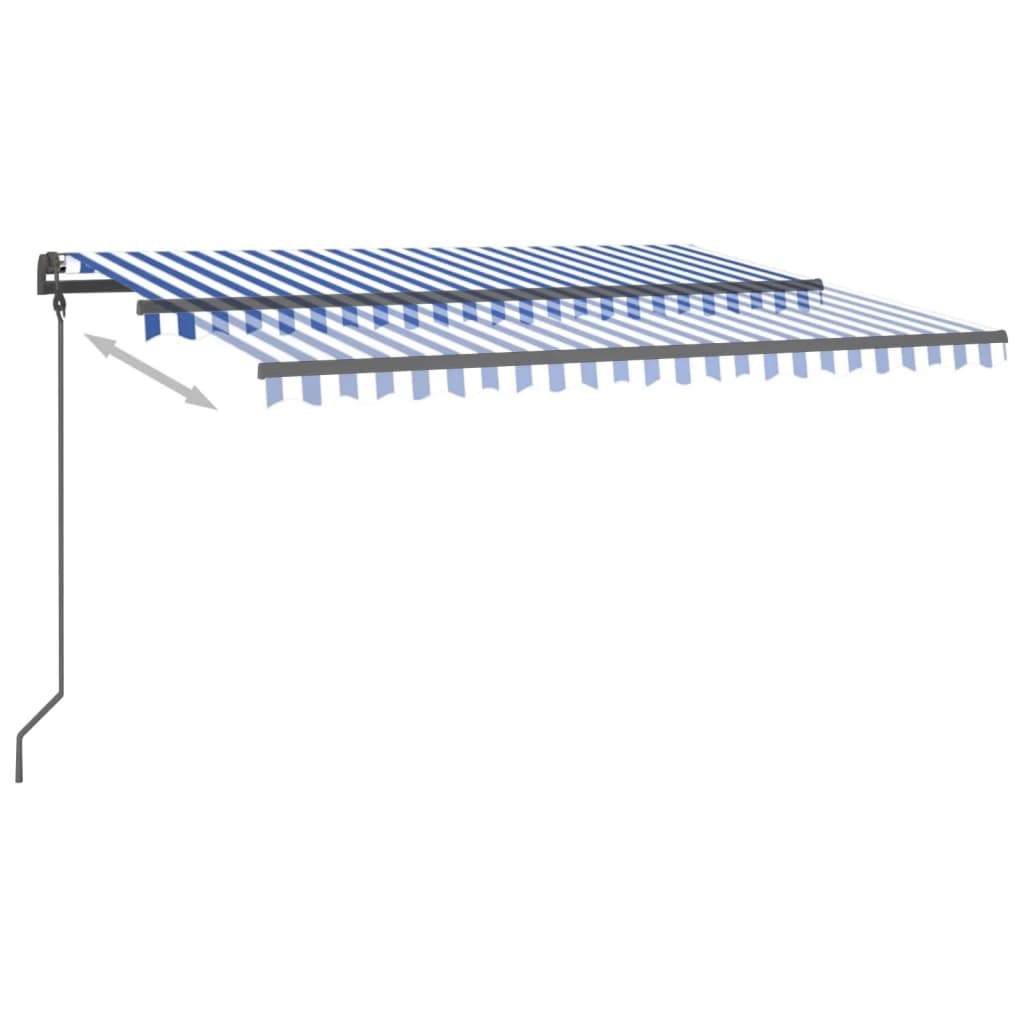 Vidaxl Luifel estendibile manualmente con LED 4x3,5 m blu e bianco