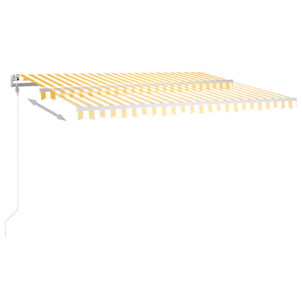 VidaXL Luifel handmatig uittrekbaar met LED 4x3,5 m geel en wit