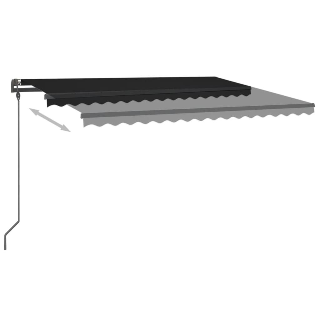 Vidaxl Luifel estendibile manualmente con antracite 4x3,5 M LED