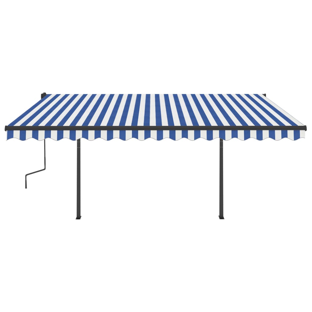 Vidaxl Luifel estendibile manualmente con LED 4.5x3,5 m blu e bianco