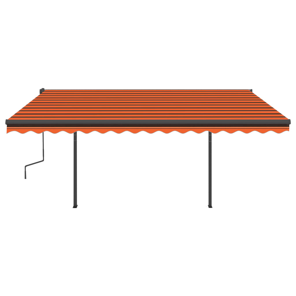 Vidaxl Luifel estendibile manualmente con LED 4.5x3,5 m arancione e marrone