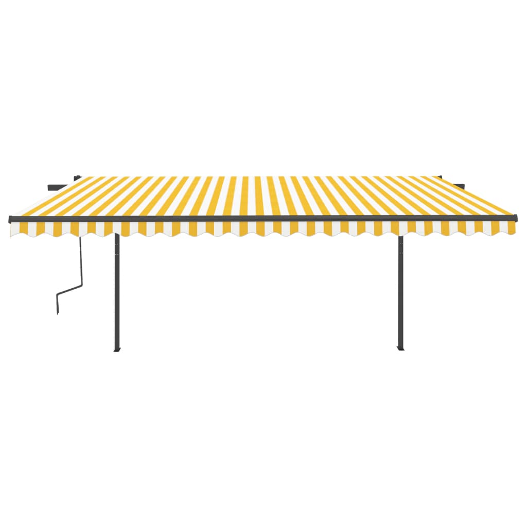 Vidaxl Luifel estendibile manualmente con pali 5x3,5 m giallo e bianco