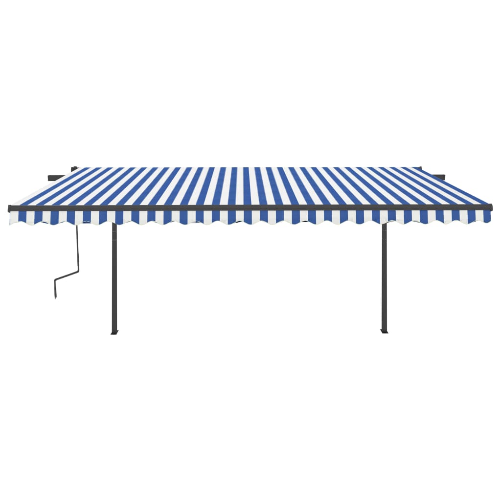 Vidaxl Luifel estendibile manualmente con LED 5x3,5 m blu e bianco
