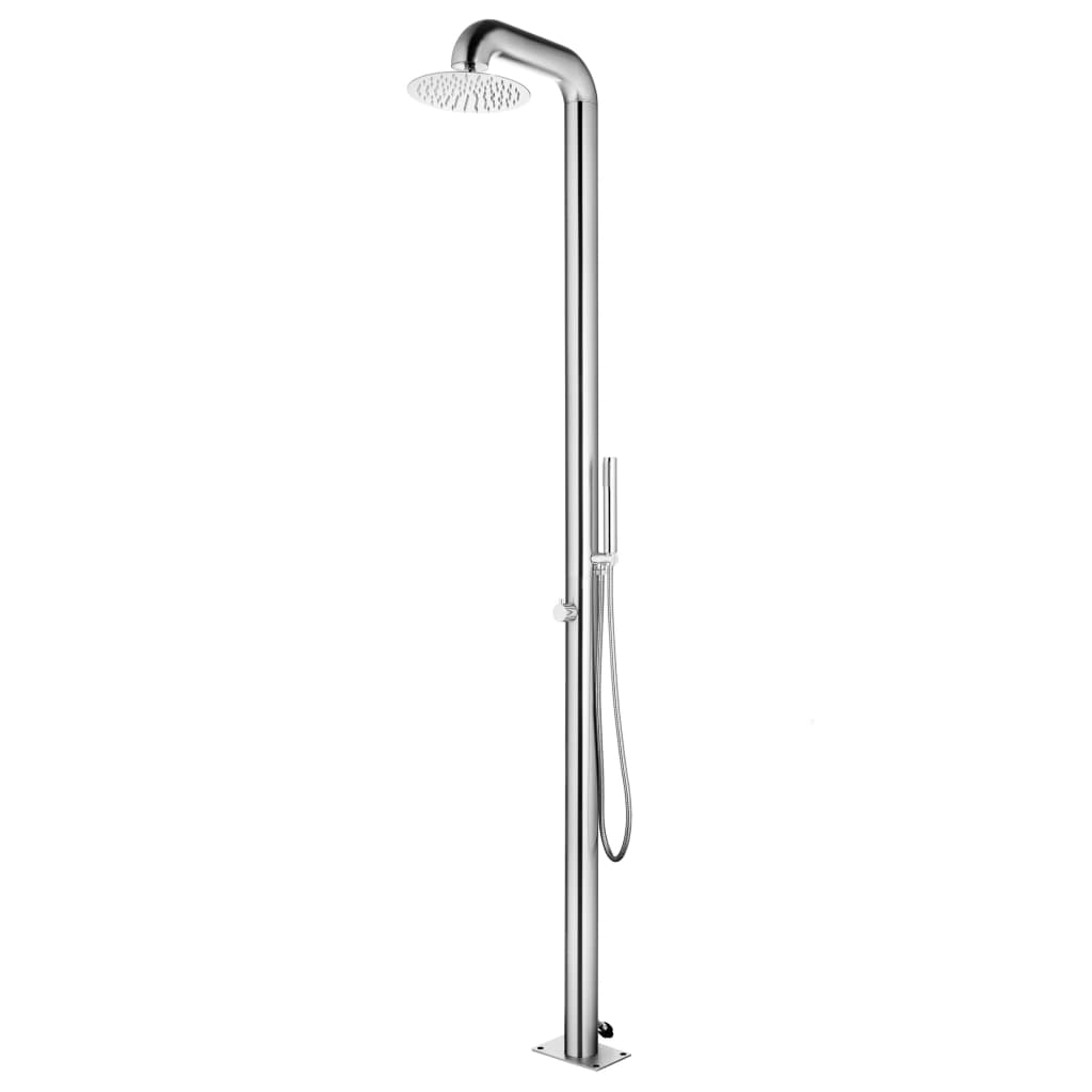 Vidaxl Ducha al aire libre con base gris de 230 cm de acero inoxidable